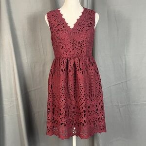 Altar'd State Burgundy Lace Midi Dress